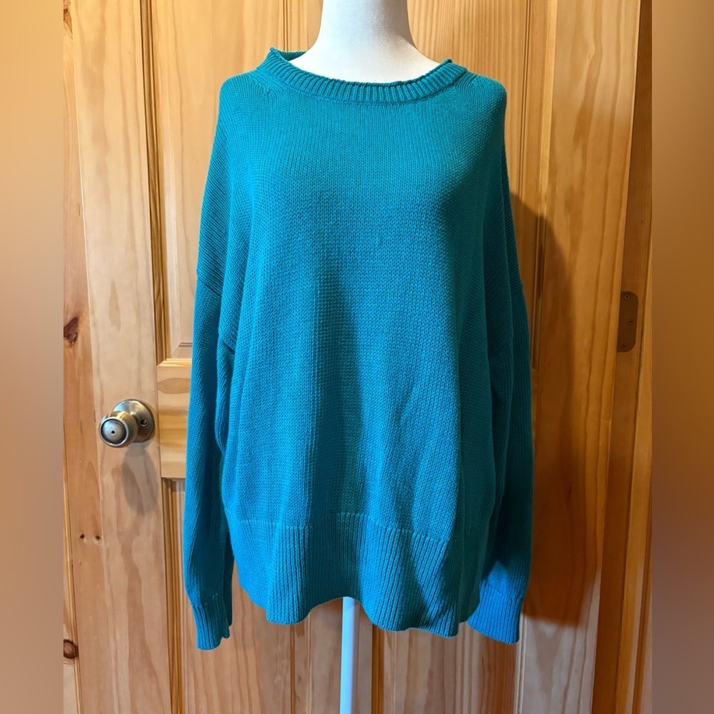 J.Crew Relaxed Linen-Cotton Blend Beach Sweater Jade Green women’s L